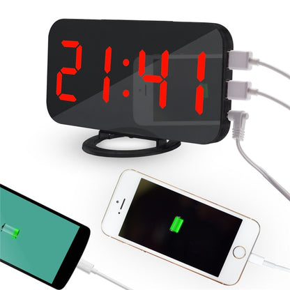 Digital LED Display Alarm Clock with 2 USB Output Ports