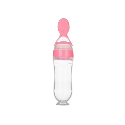 Infant Baby Squeezing Feeding Bottle With Spoon