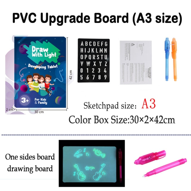 Big Size Illuminate Light Drawing Board In Dark Kids Paint Toy