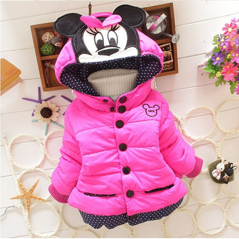 New Girls jackets fashion Minnie cartoon Clothing coat baby girl winter warm and casual Outerwear for 1-5 years old Kids jackets