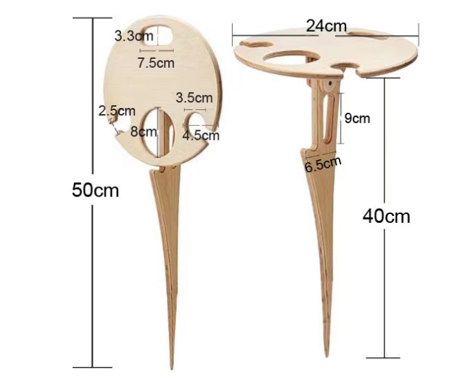 Mini Wooden Picnic  Wine Table with Foldable Round Desktop