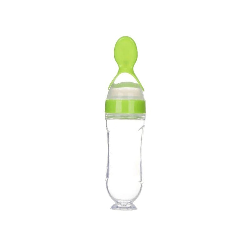 Infant Baby Squeezing Feeding Bottle With Spoon