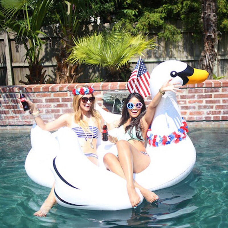 Inflatable Swimming Pool Float Summer Lake Swimming Lounge Pool Kids Giant Rideable White Inflatable Swan Design Toys Float Raft