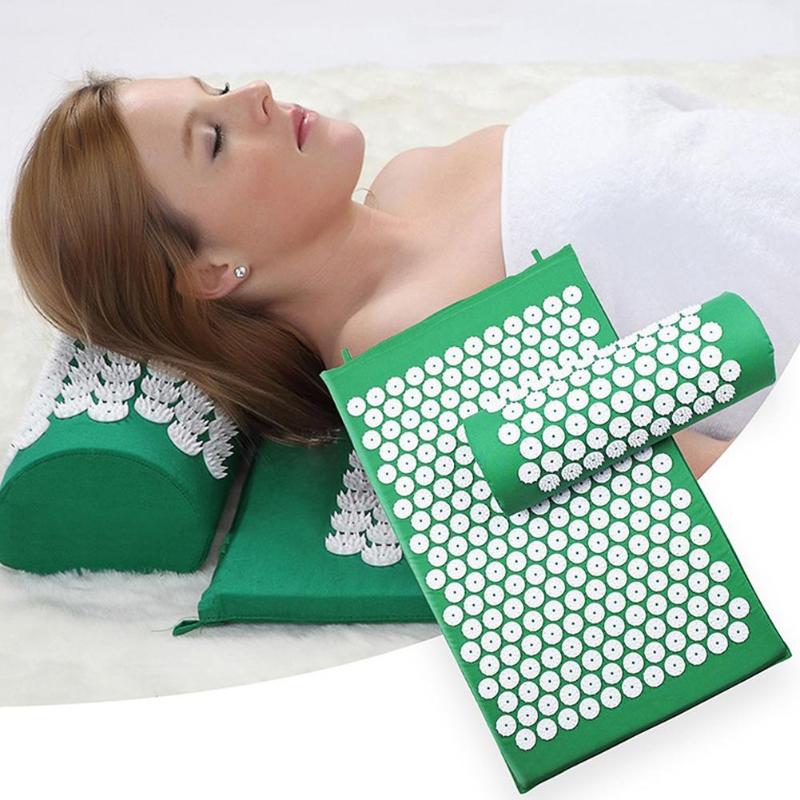 Massager Cushion Massage Yoga Mat Acupressure Relieve Stress Back Body Pain Spike Mat Acupuncture Massage Yoga Mat with Pillow