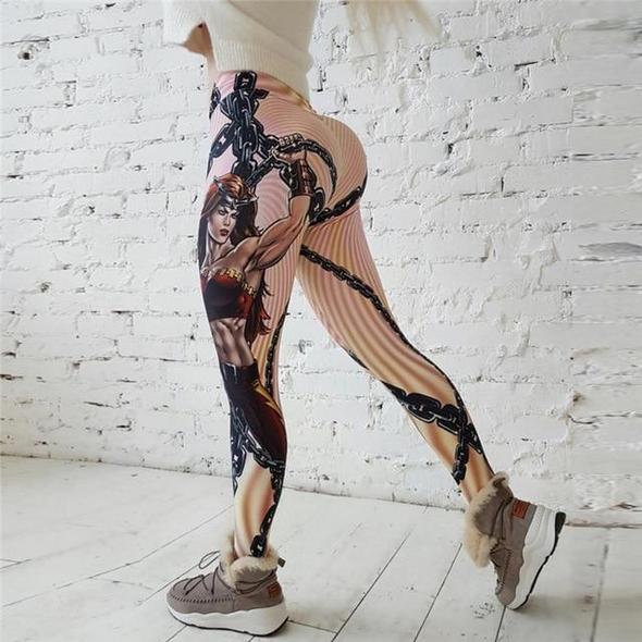 V-Taper Power She Warrior Print Push Up Fitness Leggings