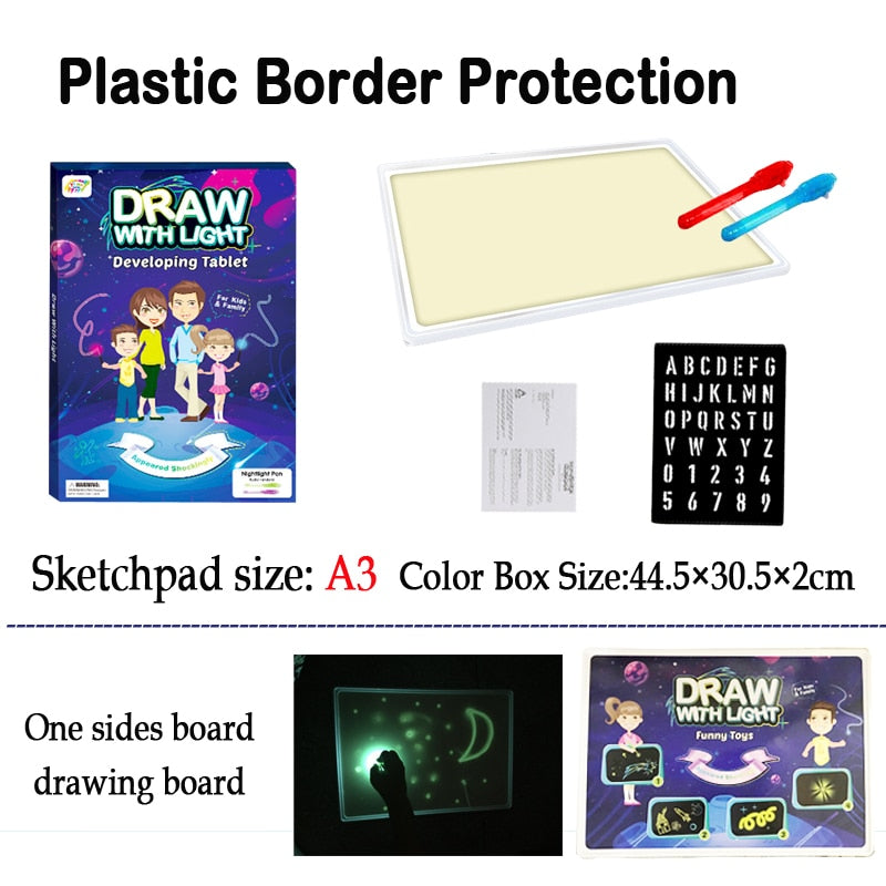 Big Size Illuminate Light Drawing Board In Dark Kids Paint Toy