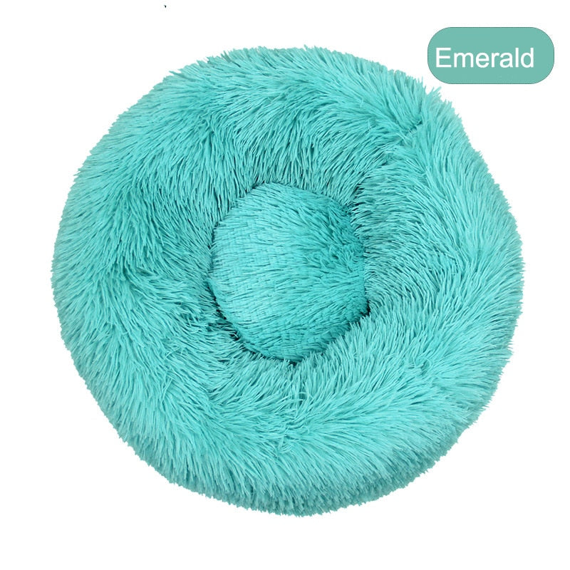 Donut Dog Bed Warm Soft Long Plush Pet Cushion