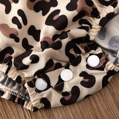 2020 Baby Summer Clothing Newborn Infant Baby Girl Clothes Leopard Jumpsuit Bodysuit Headband 2Pcs Outfits