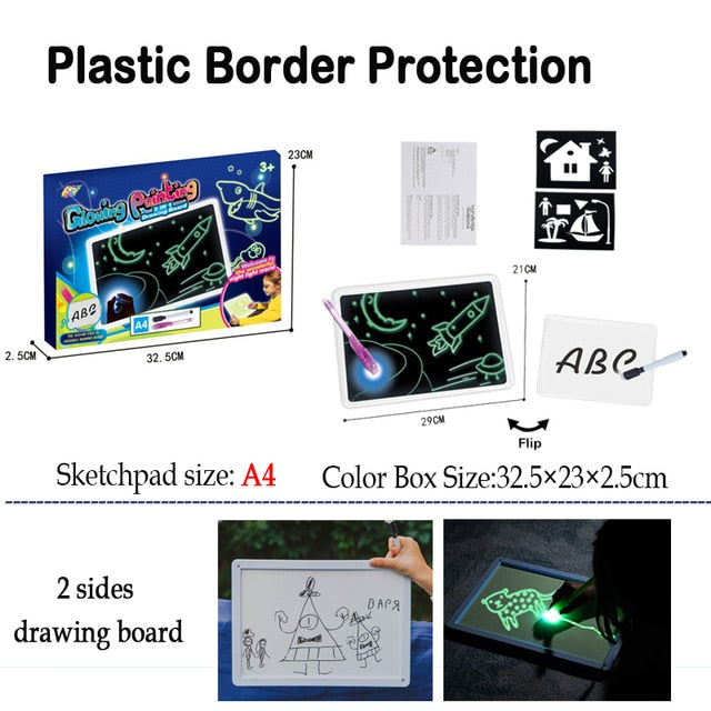 Big Size Illuminate Light Drawing Board In Dark Kids Paint Toy