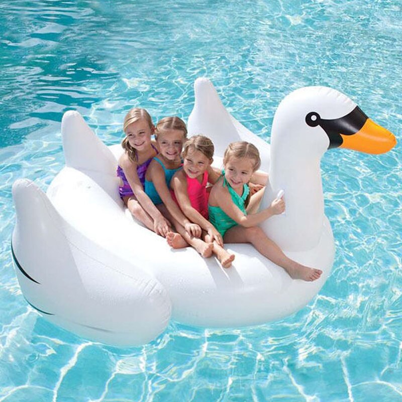 Inflatable Swimming Pool Float Summer Lake Swimming Lounge Pool Kids Giant Rideable White Inflatable Swan Design Toys Float Raft