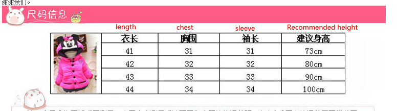 New Girls jackets fashion Minnie cartoon Clothing coat baby girl winter warm and casual Outerwear for 1-5 years old Kids jackets