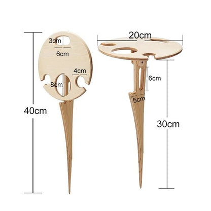 Mini Wooden Picnic  Wine Table with Foldable Round Desktop