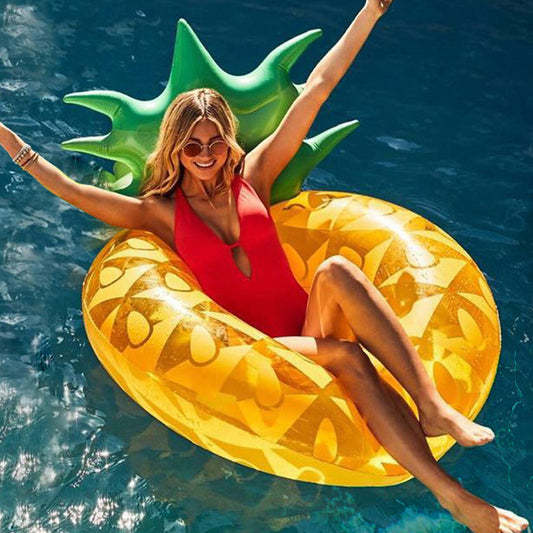 Giant Inflatable Pineapple Pool Float Summer Swimming Ring Pool Float Inner Tube Outdoor Beach Party Play Pool Water Fun Toy for