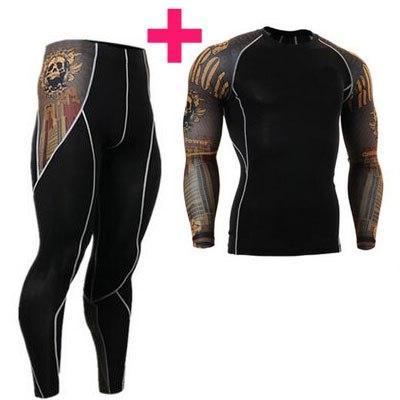 Men 3D Prints Compression Shirts T-shirt Long Sleeves With Pants