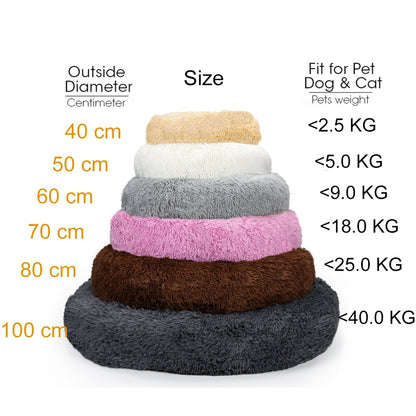 Donut Dog Bed Warm Soft Long Plush Pet Cushion