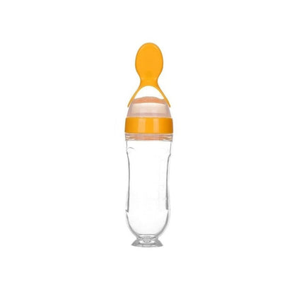 Infant Baby Squeezing Feeding Bottle With Spoon