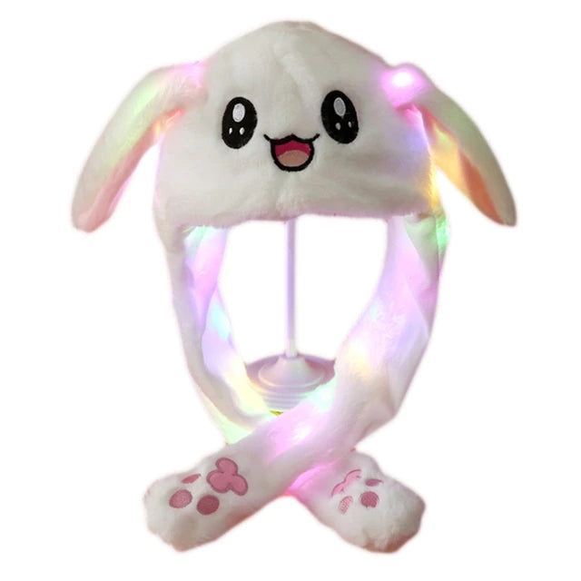 Plush Hat with Movable Ears and LED Light - Funny Soft Toy