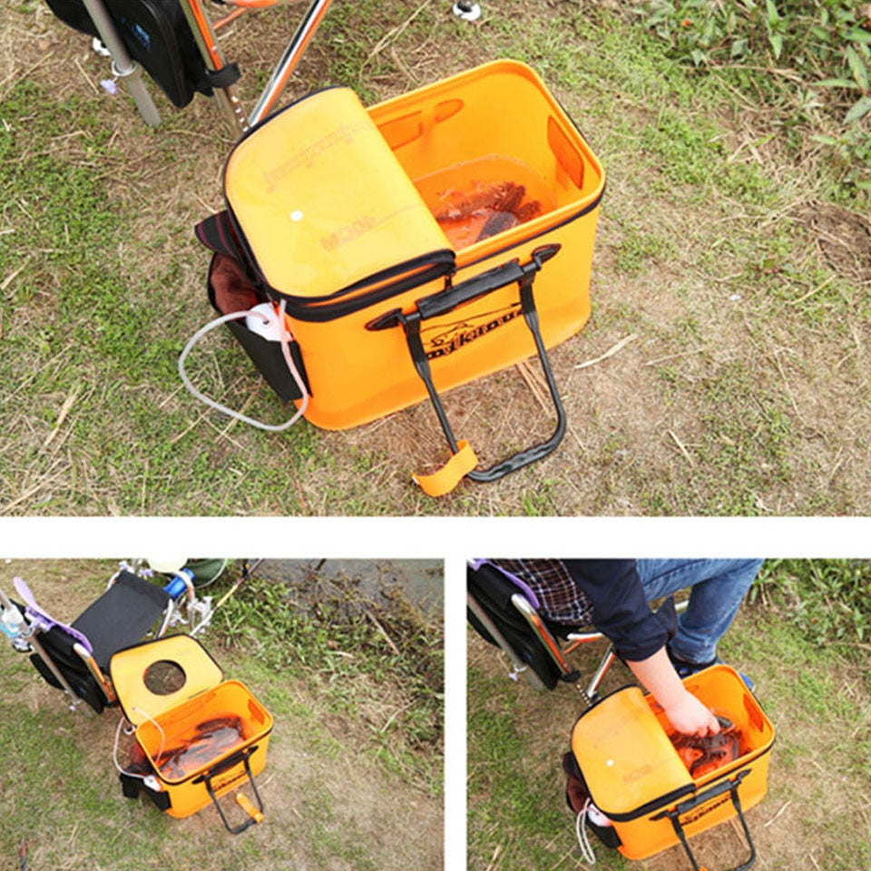 WALK FISH 11/19/23/28/35L Collapsible Folding Thicken EVA Live Fish Box Tank Bucket Camping Outdoor Fishing Tackle Equipment