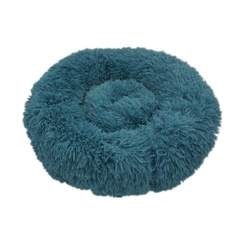 Super Soft Long Plush Donut Round Pet Bed