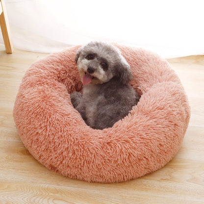 Donut Dog Bed Warm Soft Long Plush Pet Cushion