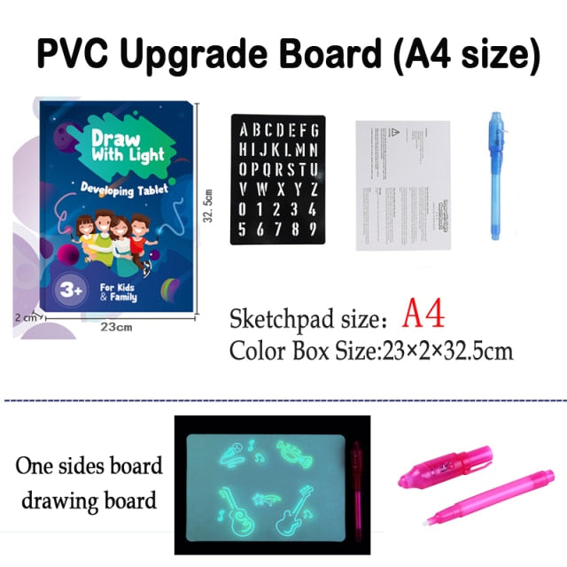 Big Size Illuminate Light Drawing Board In Dark Kids Paint Toy