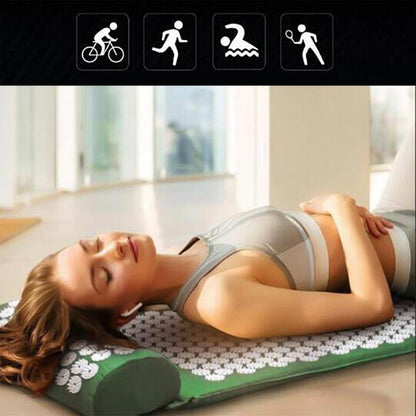 Massager Cushion Massage Yoga Mat Acupressure Relieve Stress Back Body Pain Spike Mat Acupuncture Massage Yoga Mat with Pillow