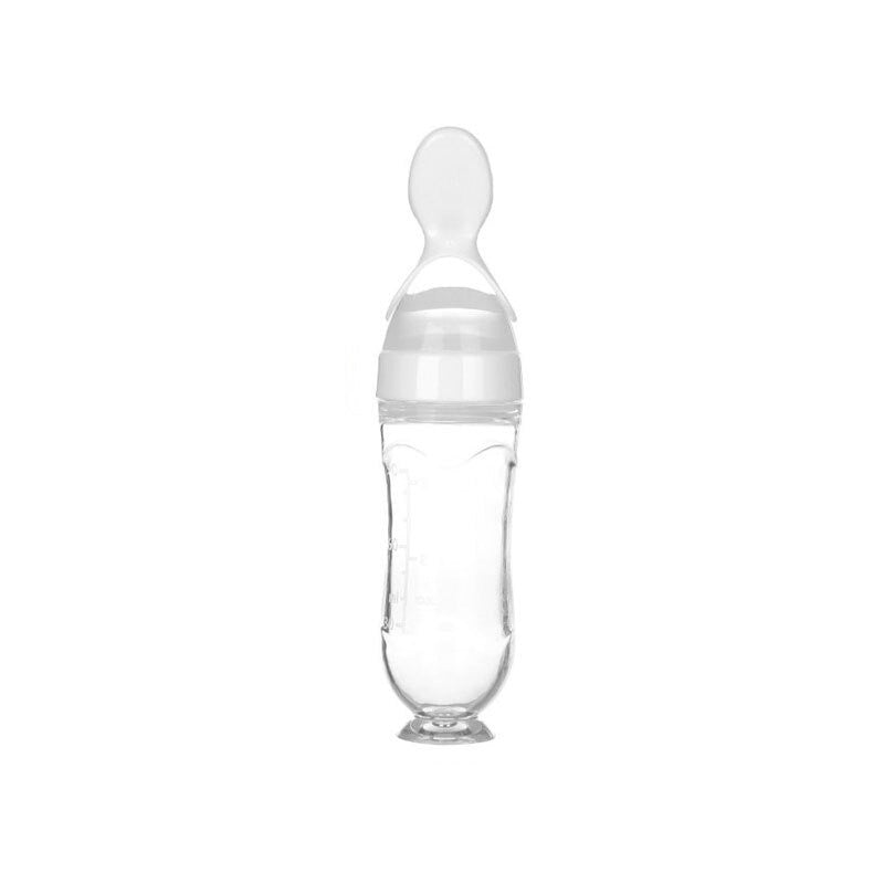 Infant Baby Squeezing Feeding Bottle With Spoon