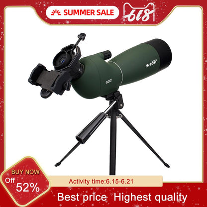 Svbony SV28 50/60/70mm Telescope Zoom Spotting Scope Waterproof Monocular w/ Universal Phone Adapter Mount for Hunting F9308