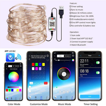 USB Smart Bluetooth LED String Lights