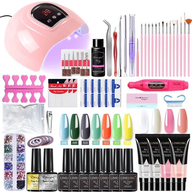 Poly Nail Gel Kit With 54W UV Lamp