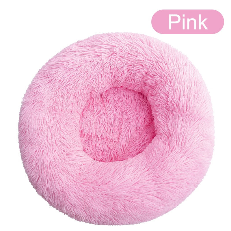 Donut Dog Bed Warm Soft Long Plush Pet Cushion