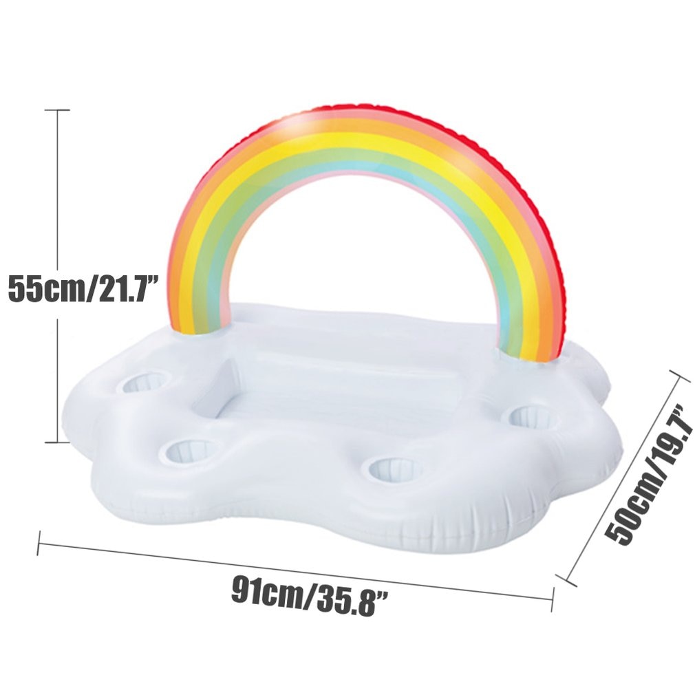 Summer Party Bucket Rainbow Cloud Cup Holder Inflatable Pool Float Beer Drinking Cooler Table Bar Tray Beach Swimming Ring