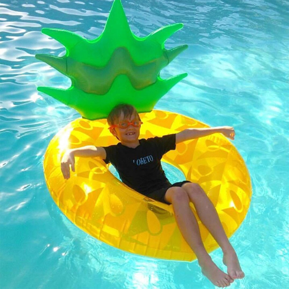 Giant Inflatable Pineapple Pool Float Summer Swimming Ring Pool Float Inner Tube Outdoor Beach Party Play Pool Water Fun Toy for