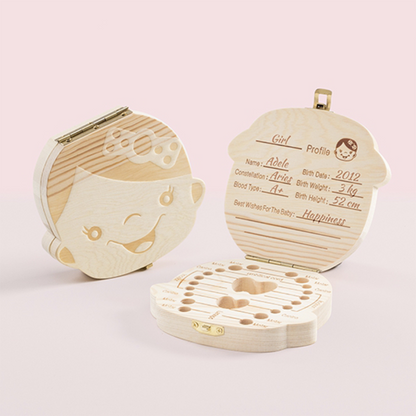 Baby Wooden Teeth Organizer Keepsake Box